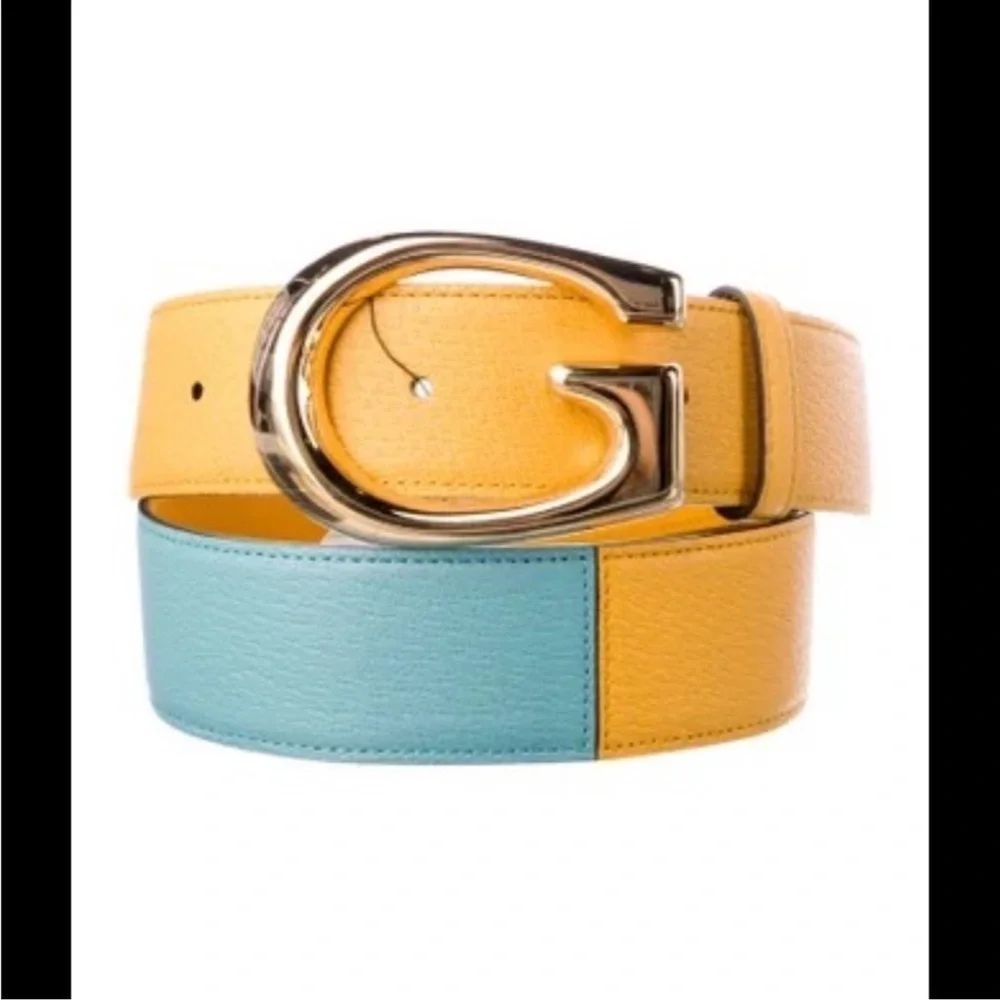 Men’s Gucci, two-tone leather belt, memorable buckle size 100 cm/40 inch